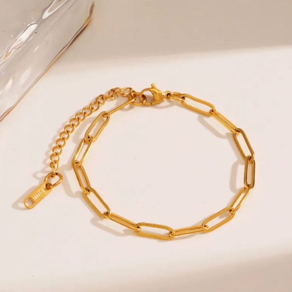 Gold IP Plated Stainless Steel Paperclip Chain Bracelet ✨